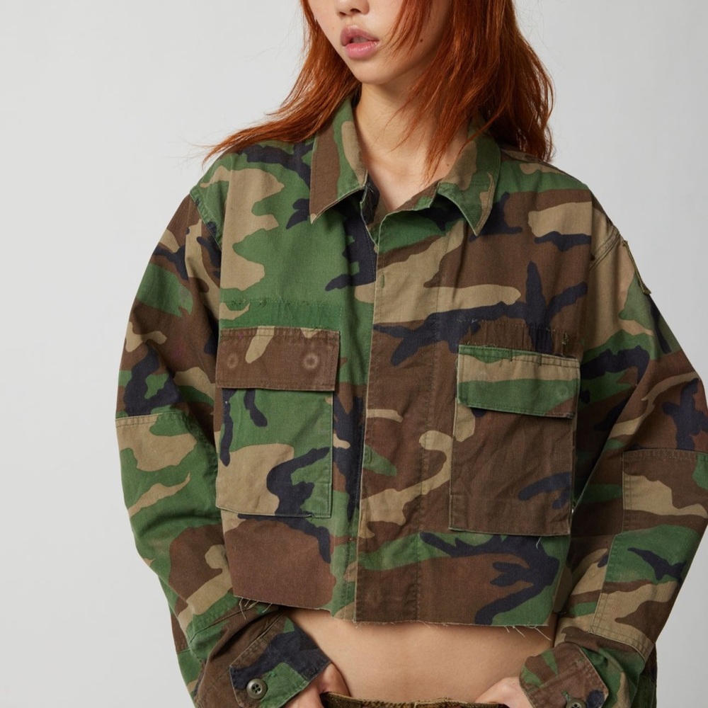 Urban Renewal Green and Brown Camouflage Utility Jacket